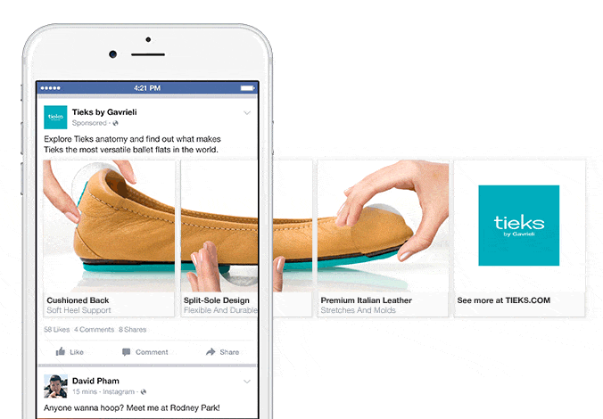 Tieks by Gavrieli: Panorama carousel ad example Tieks by Gavrieli: Panorama carousel ad example