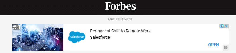 Example of a display ad on partner website