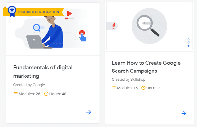 Paid Search Courses on Google